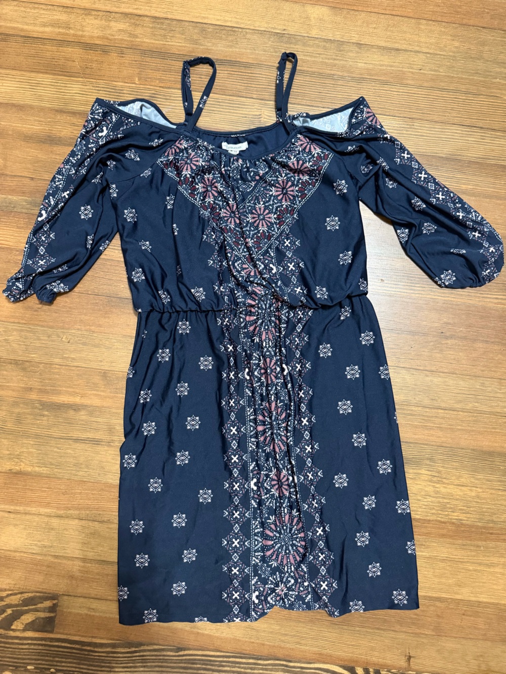 Maurices Navy One-Shoulder Printed Dress